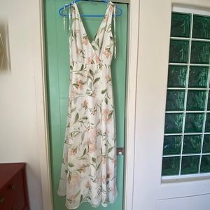 White and Pink Floral Bridesmaids dress